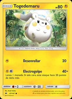 Togedemaru card in Spanish