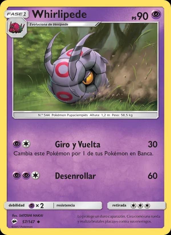 Whirlipede card in Spanish