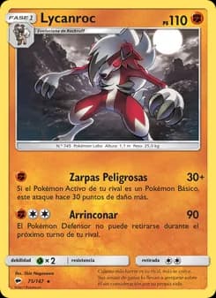 Lycanroc card in Spanish