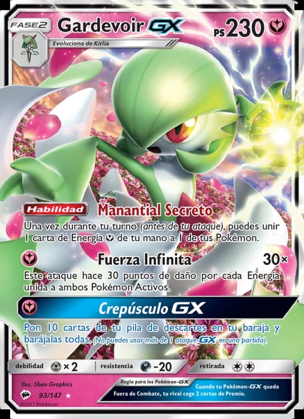 Gardevoir GX card in Spanish