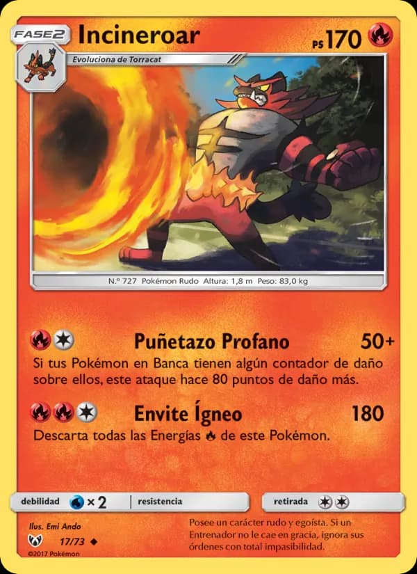 Incineroar card in Spanish