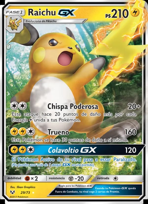Raichu GX card in Spanish