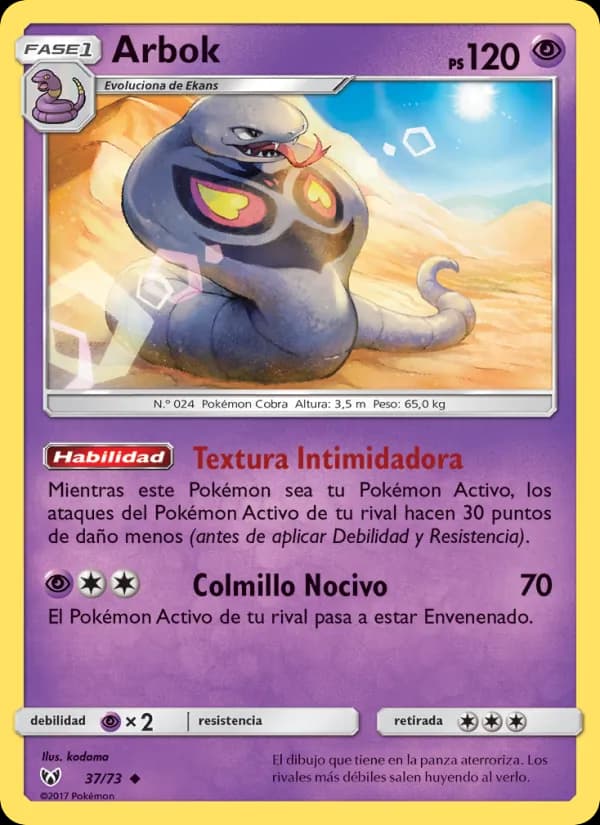 Arbok card in Spanish