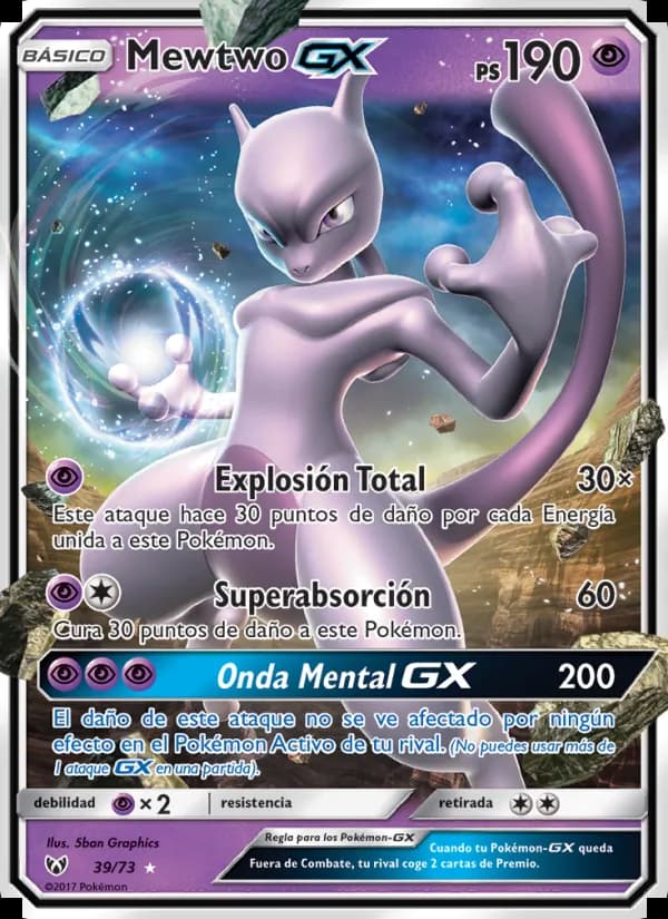 Mewtwo GX card in Spanish