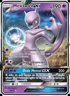 Mewtwo GX card in Spanish