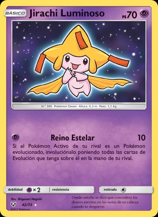 Jirachi Luminoso card in Spanish