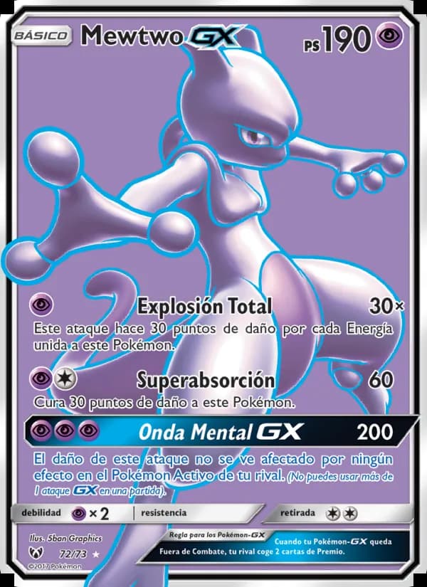 Mewtwo GX card in Spanish