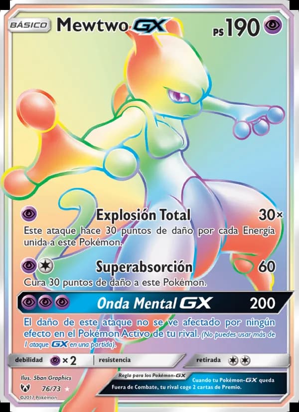 Mewtwo GX card in Spanish