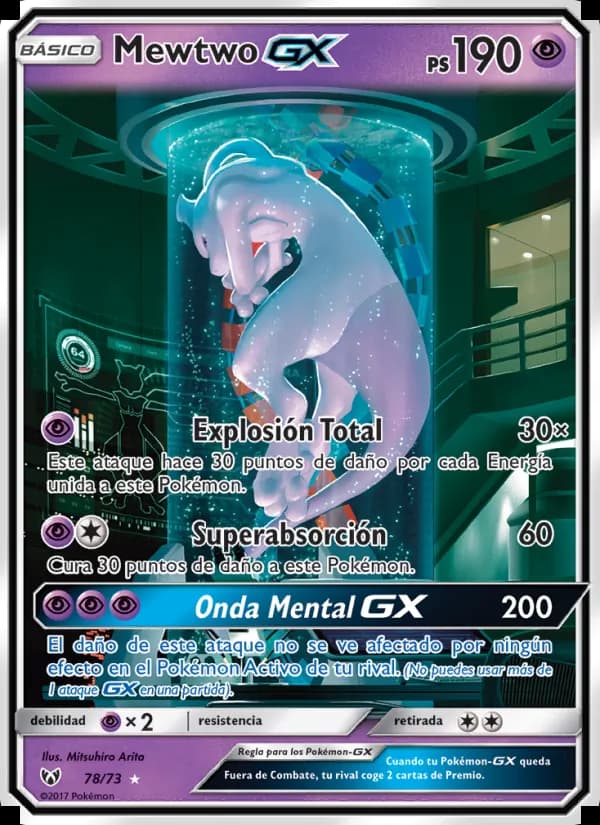 Mewtwo GX card in Spanish