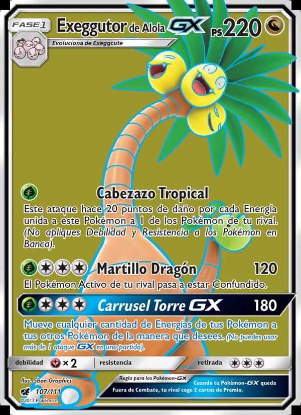 Exeggutor de Alola GX card in Spanish