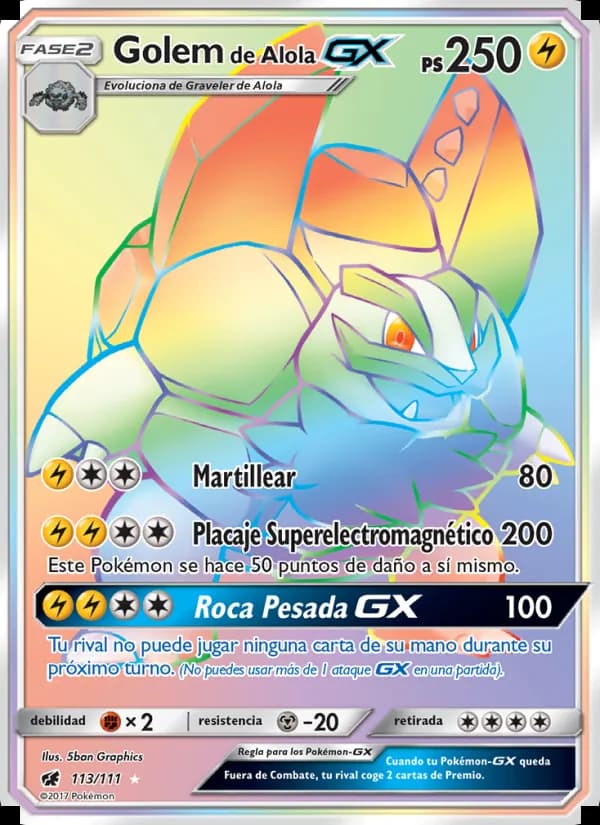 Golem de Alola GX card in Spanish