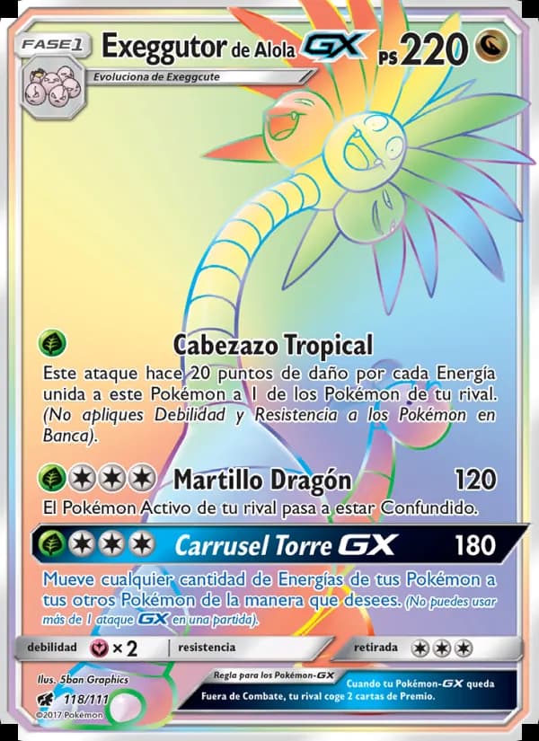 Exeggutor de Alola GX card in Spanish