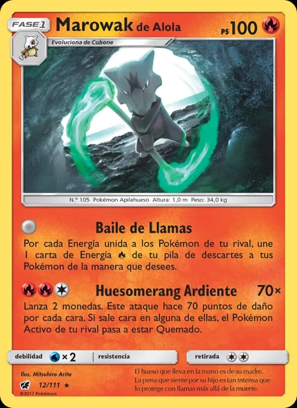 Marowak de Alola card in Spanish