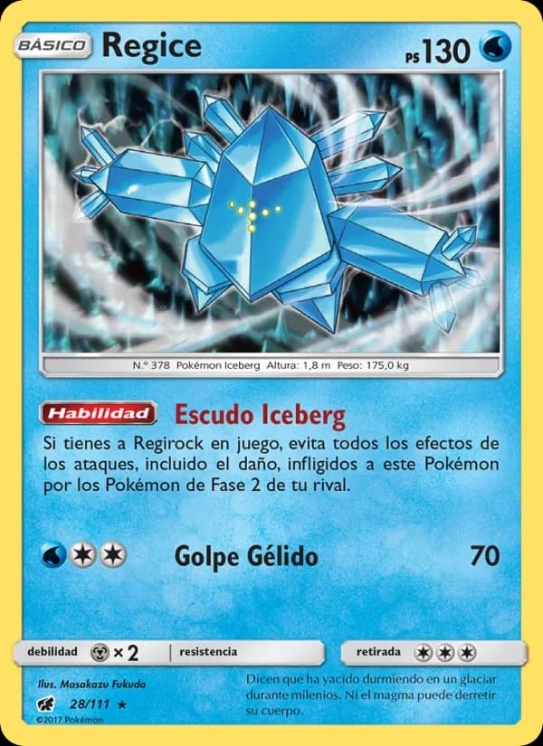 Regice card in Spanish