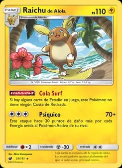 Raichu de Alola card in Spanish