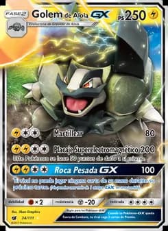 Golem de Alola GX card in Spanish