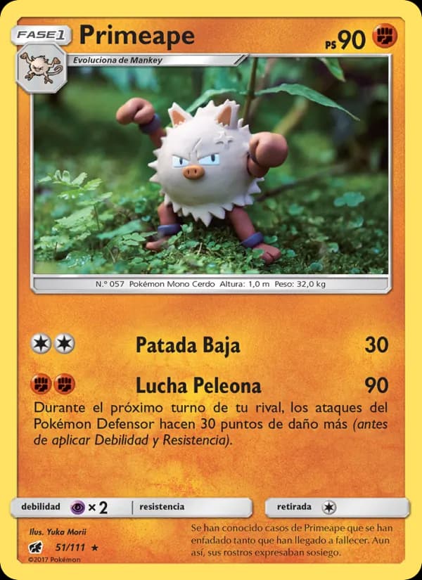 Primeape card in Spanish