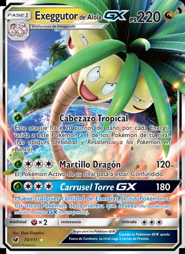 Exeggutor de Alola GX card in Spanish