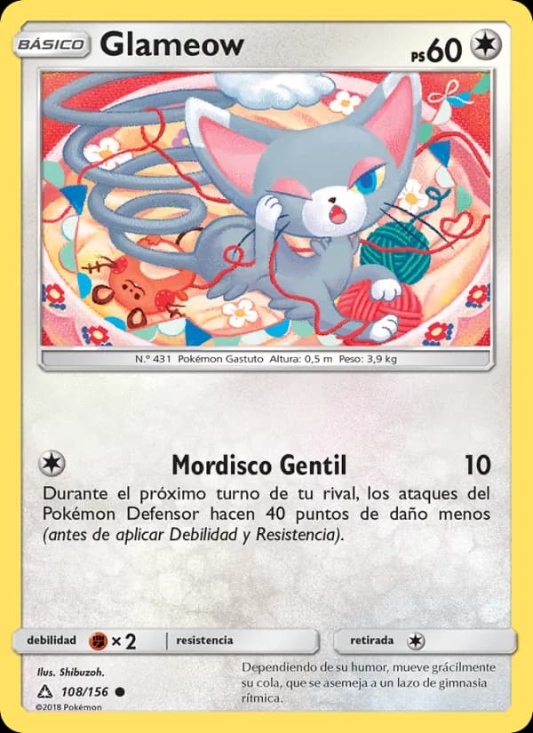 Glameow card in Spanish