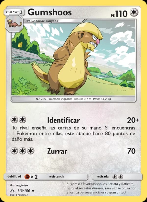 Gumshoos card in Spanish