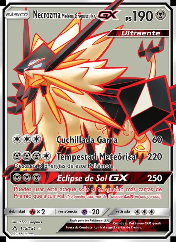 Necrozma Melena Crepuscular GX card in Spanish