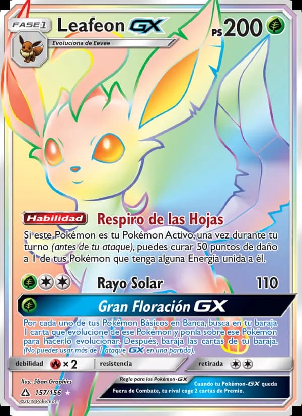 Leafeon GX card in Spanish