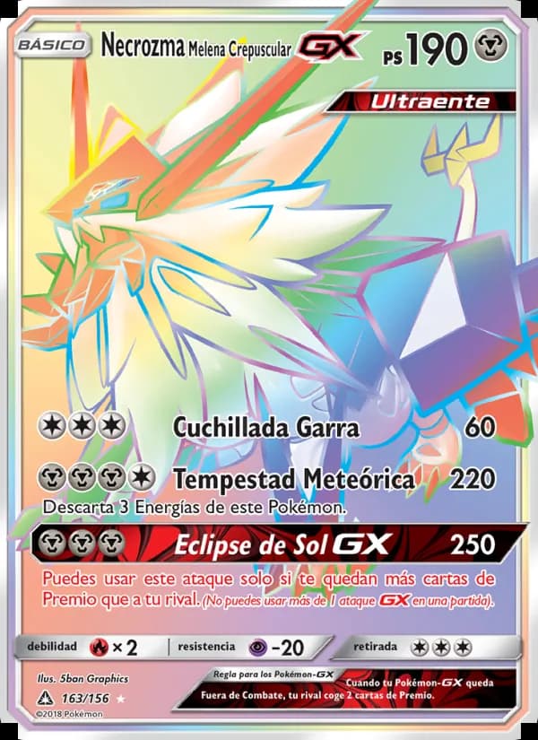 Necrozma Melena Crepuscular GX card in Spanish