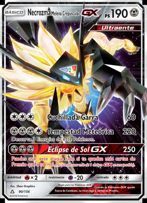 Necrozma Melena Crepuscular GX card in Spanish