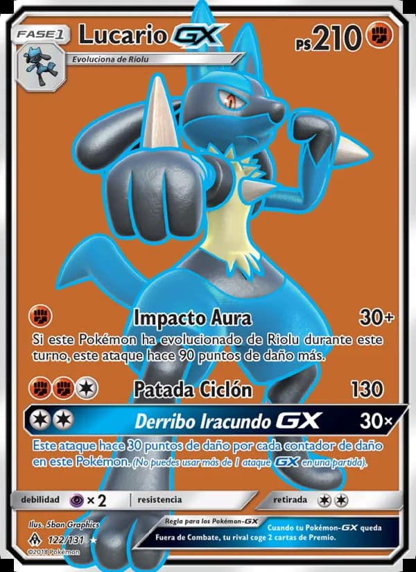 Lucario GX card in Spanish