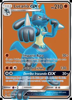 Lucario GX card in Spanish