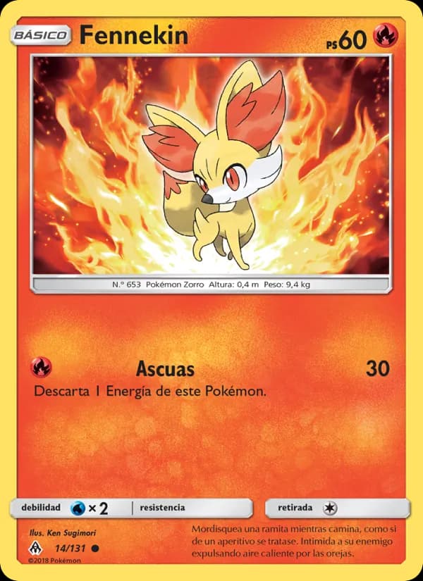 Fennekin card in Spanish