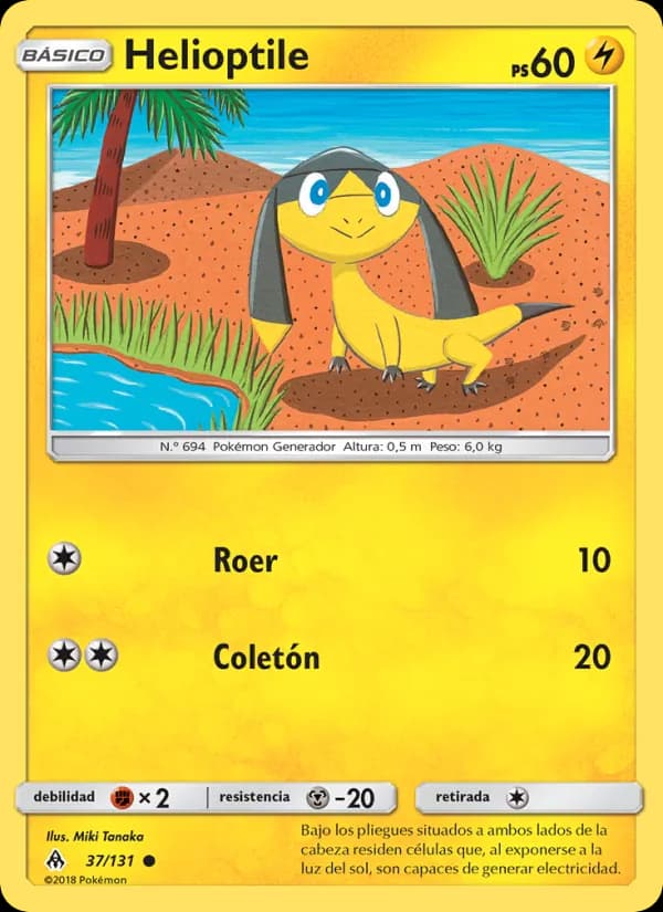 Helioptile card in Spanish