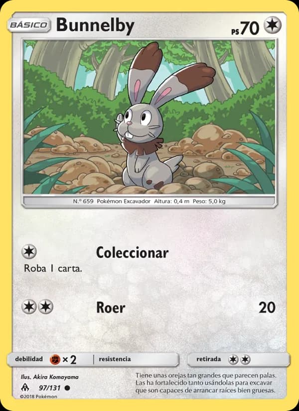 Bunnelby card in Spanish