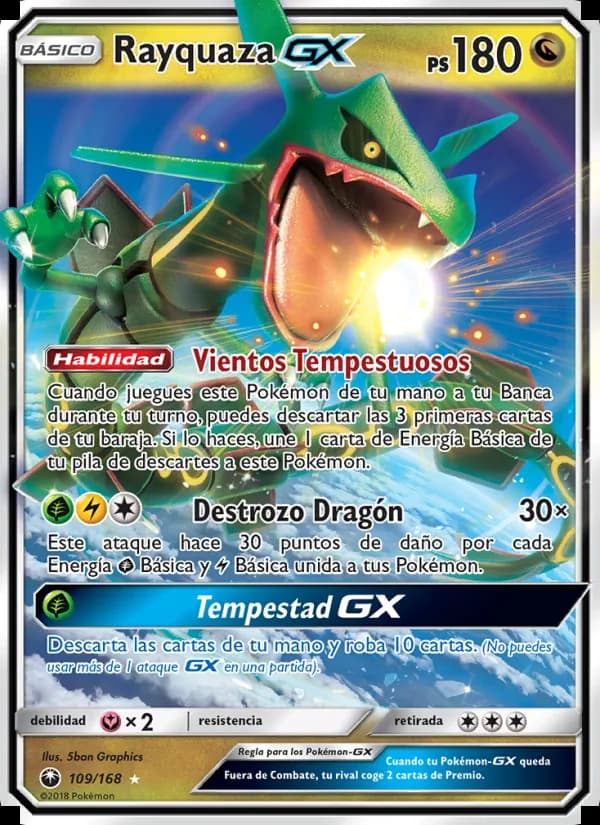 Rayquaza GX card in Spanish