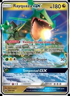 Rayquaza GX card in Spanish