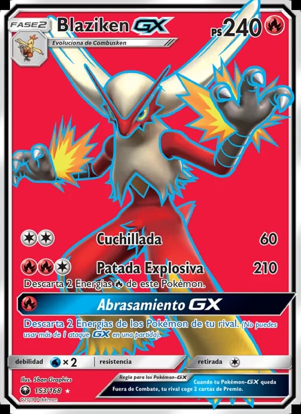 Blaziken GX card in Spanish