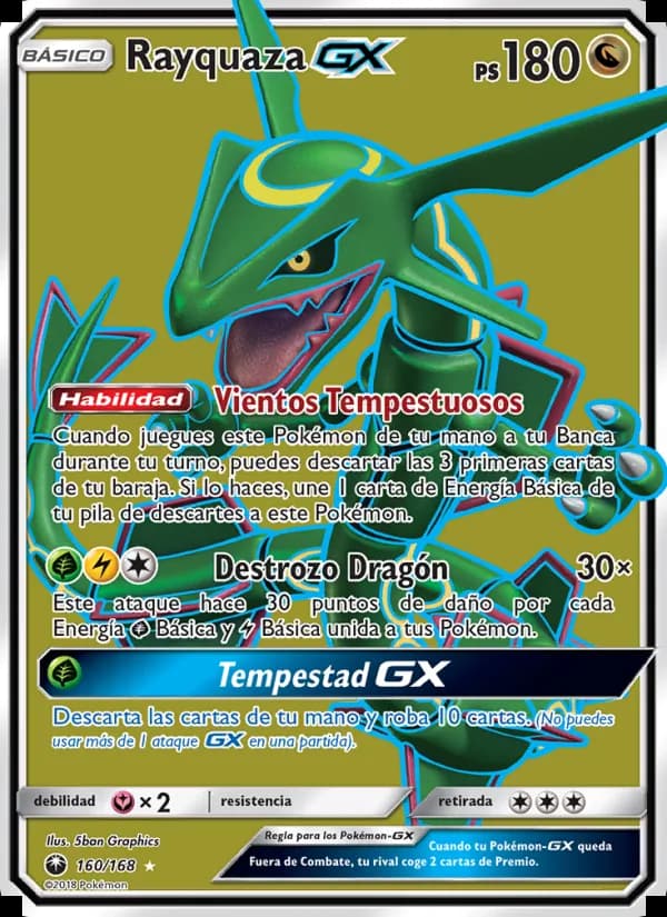 Rayquaza GX card in Spanish