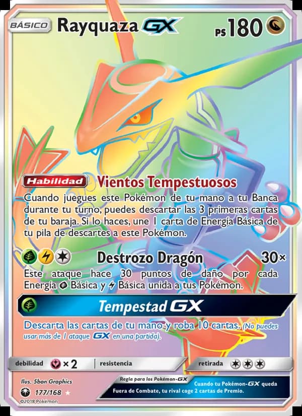 Rayquaza GX card in Spanish