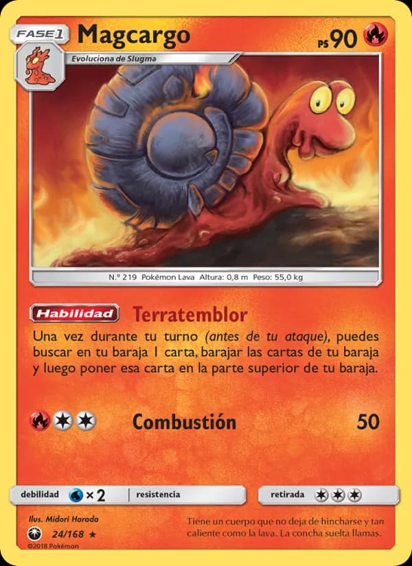 Magcargo card in Spanish