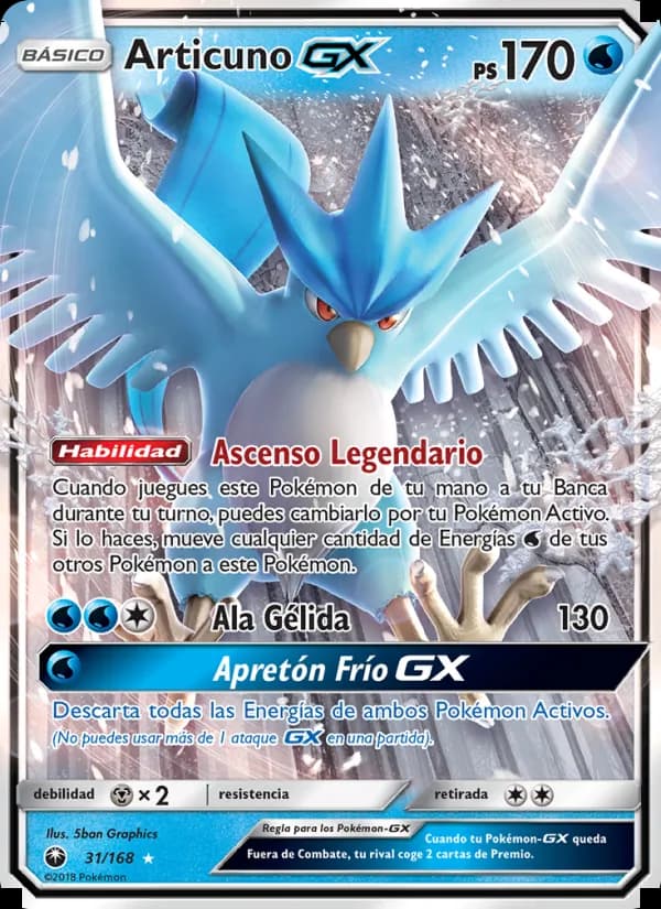 Articuno GX card in Spanish