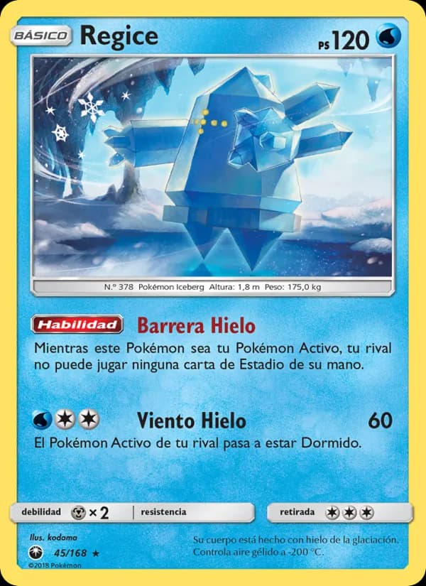 Regice card in Spanish