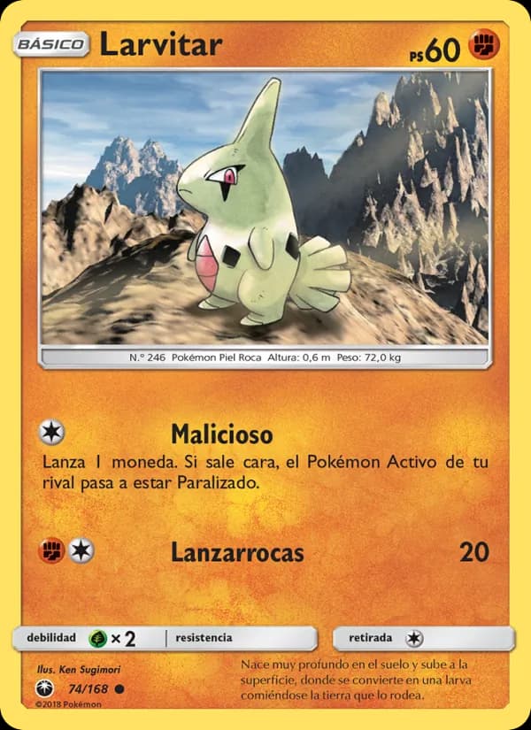 Larvitar card in Spanish