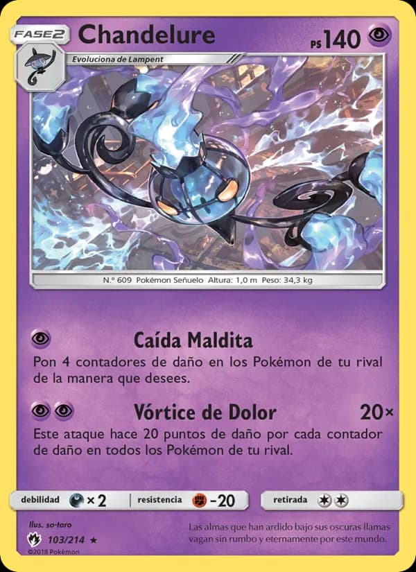 Chandelure card in Spanish