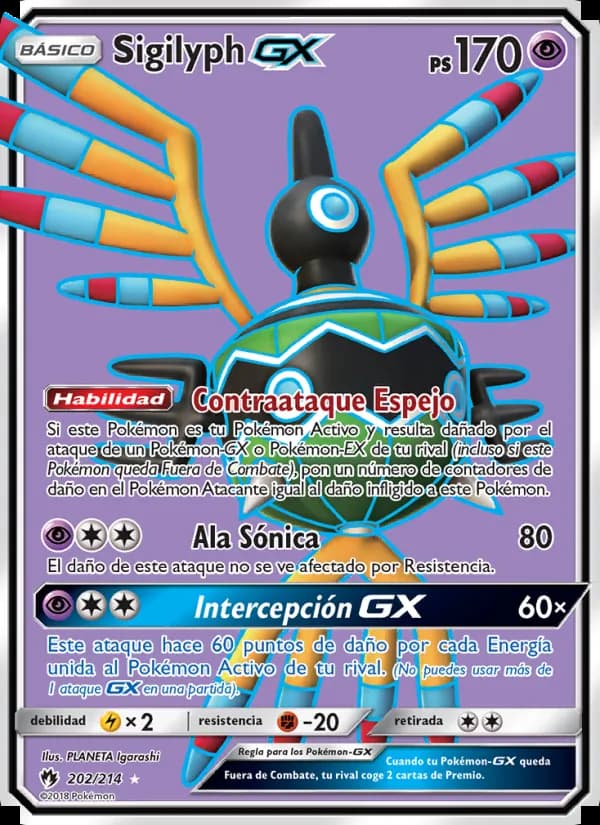 Sigilyph GX card in Spanish