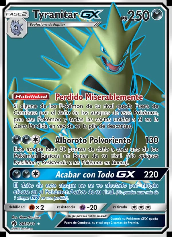 Tyranitar GX card in Spanish