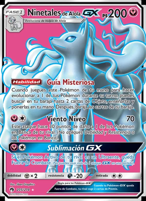 Ninetales de Alola GX card in Spanish