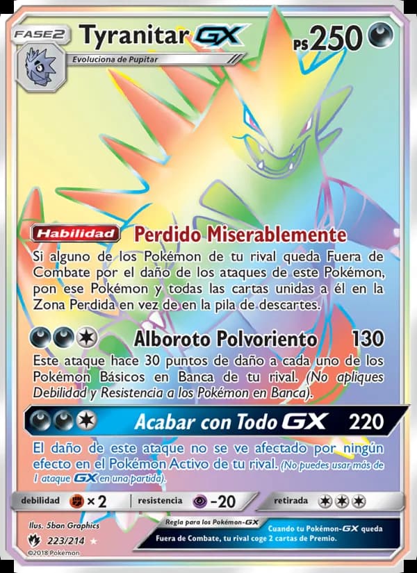 Tyranitar GX card in Spanish
