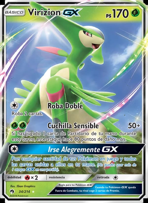 Virizion GX card in Spanish