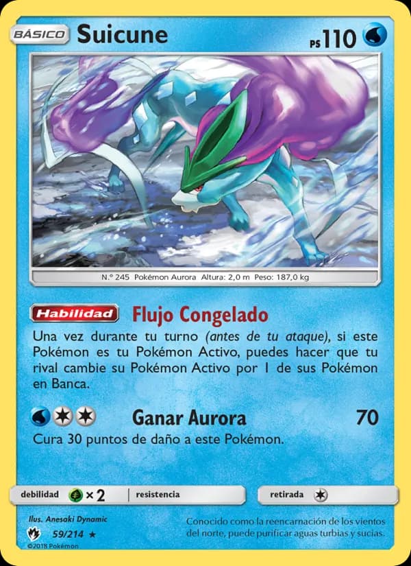 Suicune card in Spanish