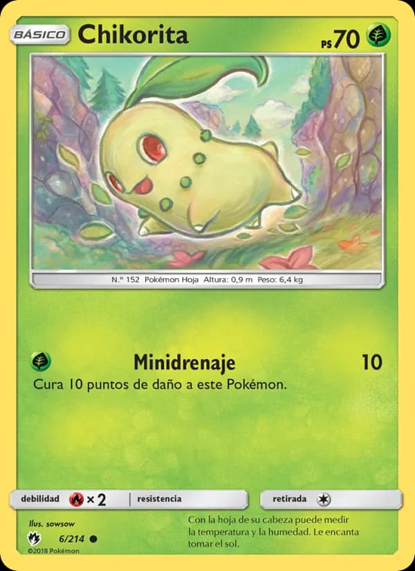 Chikorita card in Spanish